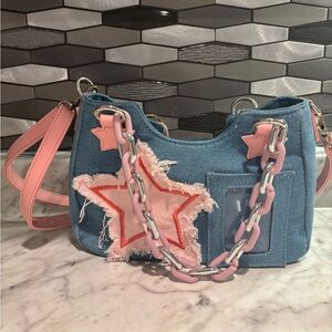 Denim Star Patch Shoulder Bag